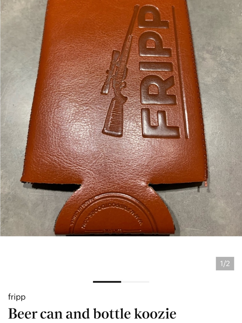 Brown Faux-Leather Beer Can & Bottle Koozie